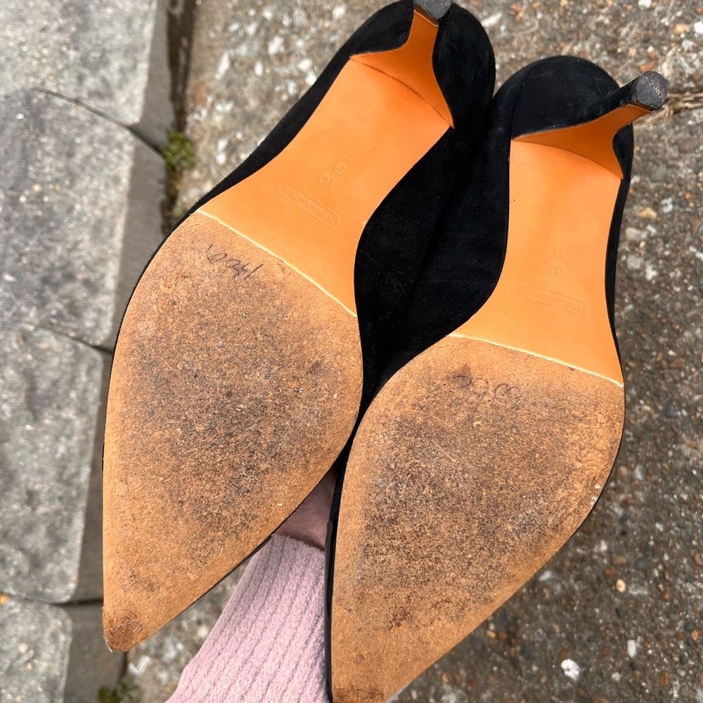 Coach Black Suede and Patent Leather Heels - Picture 7 of 9